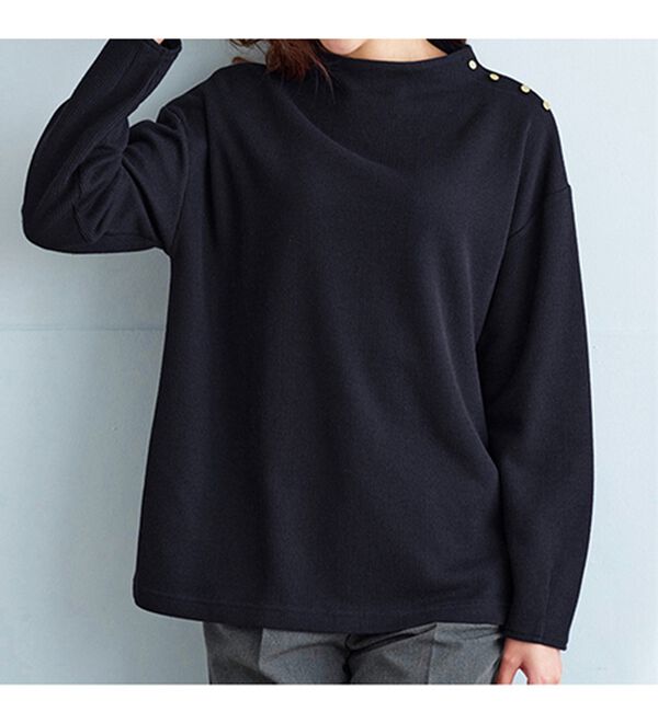 BELLUNA（ベルーナ）の「ニット見え素材肩ボタンプルオーバー（カットソー）」｜詳細画像