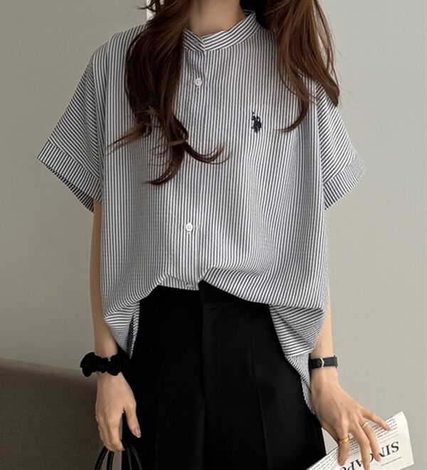 GeeRA（ジーラ）の「【ＵＳ．ＰＯＬＯ．ＡＳＳＮ】ポコポコ素材フレンチスリーブシャツ（シャツ）」｜詳細画像