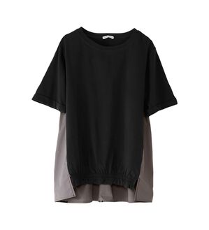 BELLUNA（ベルーナ）の「異素材切替バックロゴプルオーバー（カットソー）」｜黒系