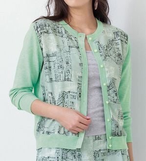 RANAN（ラナン）の「スカーフプリントニットカーディガン（ニットカーディガン）」｜ミント