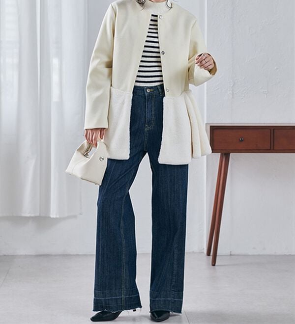 RANAN（ラナン）の「ペプラムファー切替コート（ハーフコート）」｜詳細画像