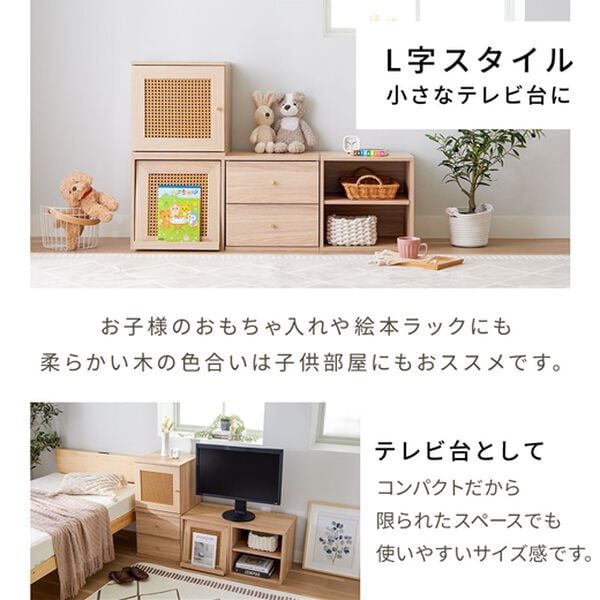 iellio（イエリオ）の「ラタン調キューブボックス４点セット＜収納棚・カラーボックス＞（リビング収納）」｜詳細画像