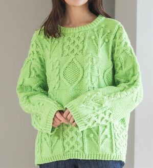 RANAN（ラナン）の「パッチワークケーブル編ニット（ニット・セーター）」｜ライム