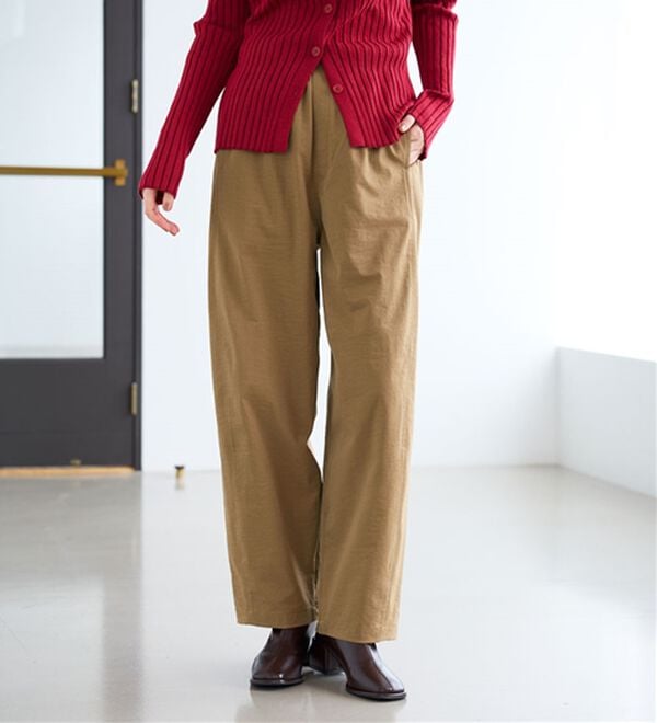 BELLUNA（ベルーナ）の「サラもち！快適ビンテージ調素材カーブパンツ（ワイドパンツ・ガウチョ）」｜詳細画像