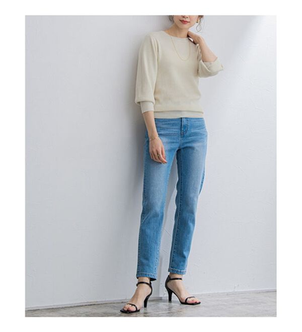 Pierrot（ピエロ）の「リネンタッチゴールドボタンパフスリーブニット（ニット・セーター）」｜詳細画像