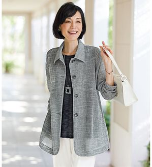 BELLUNA（ベルーナ）の「夏に嬉しいきちんと見え！綿混変化織ジャケットアンサンブル（その他ジャケット）」｜黒系