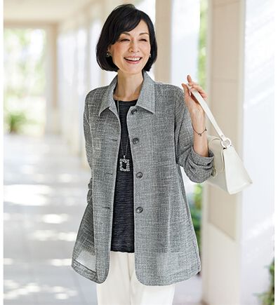 BELLUNA（ベルーナ）の「夏に嬉しいきちんと見え！綿混変化織ジャケットアンサンブル（その他ジャケット）」