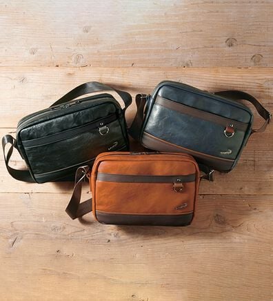 「クロコダイル　大人のビンテージ調ショルダー（メンズショルダーバッグ）」