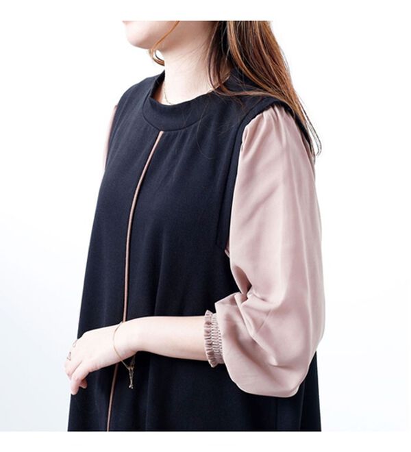 BELLUNA（ベルーナ）の「袖切替デザインハイネックワンピース（カットソーワンピース）」｜詳細画像