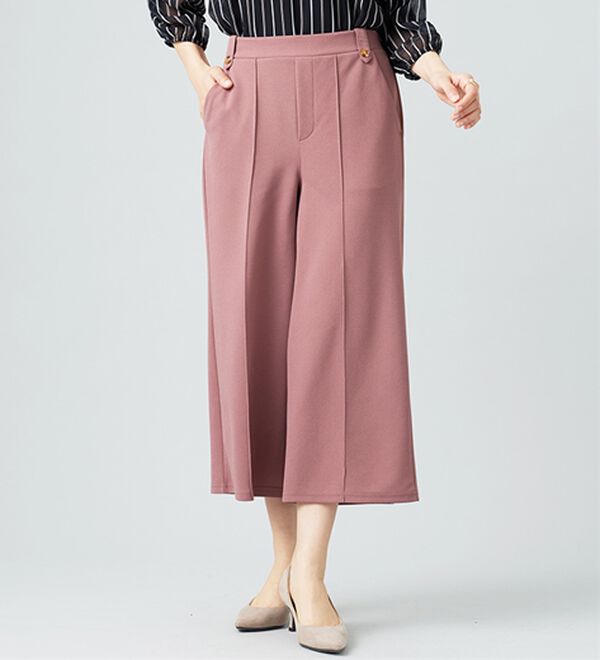 BELLUNA（ベルーナ）の「ツイルストレッチ素材ワイドパンツ（その他パンツ）」｜ピンク