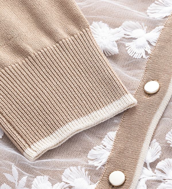 RANAN（ラナン）の「立体レース切替ニットカーディガン（ニットカーディガン）」｜詳細画像