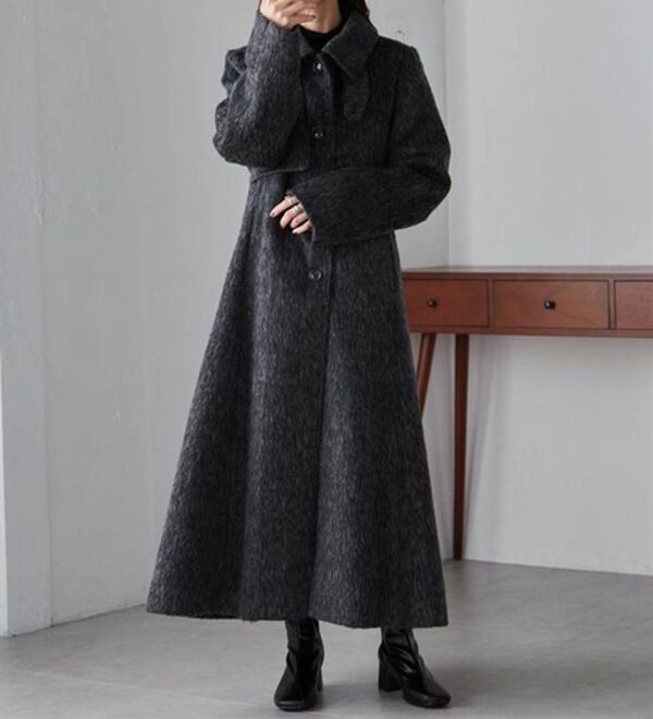 RANAN（ラナン）の「2WAYフレアーステンカラーシャギーコート（ロングコート）」｜詳細画像