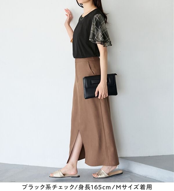 Viola e Viola（ヴィオラ エ ヴィオラ）の「【５つの機能付】袖シフォンゆるＴシャツ（Tシャツ）」｜詳細画像