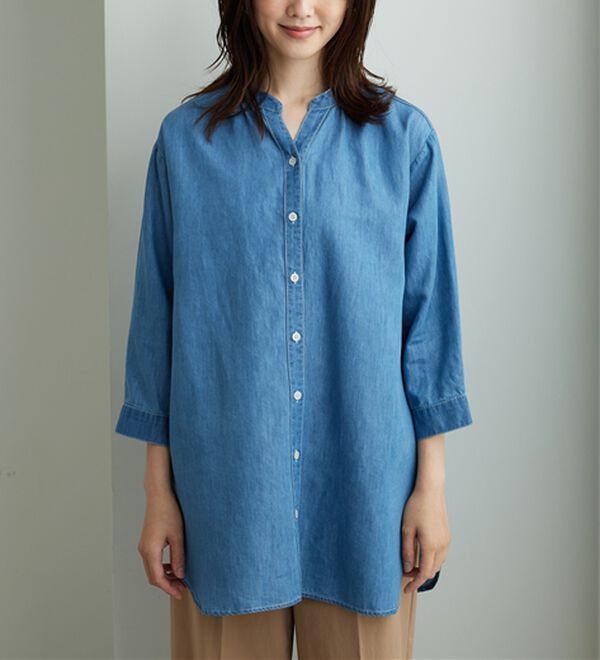 BELLUNA（ベルーナ）の「やわらかデニム素材シャツチュニック（チュニック）」｜詳細画像
