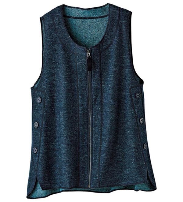 BELLUNA（ベルーナ）の「圧縮ニット配色使いサイドボタンベスト（ベスト）」｜ネイビー／ブルー