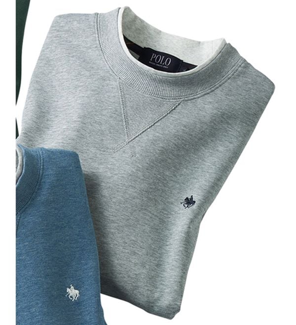 「＜ポロ・ビーシーエス＞裏毛レイヤードトレーナー（メンズトレーナー）」｜杢グレー