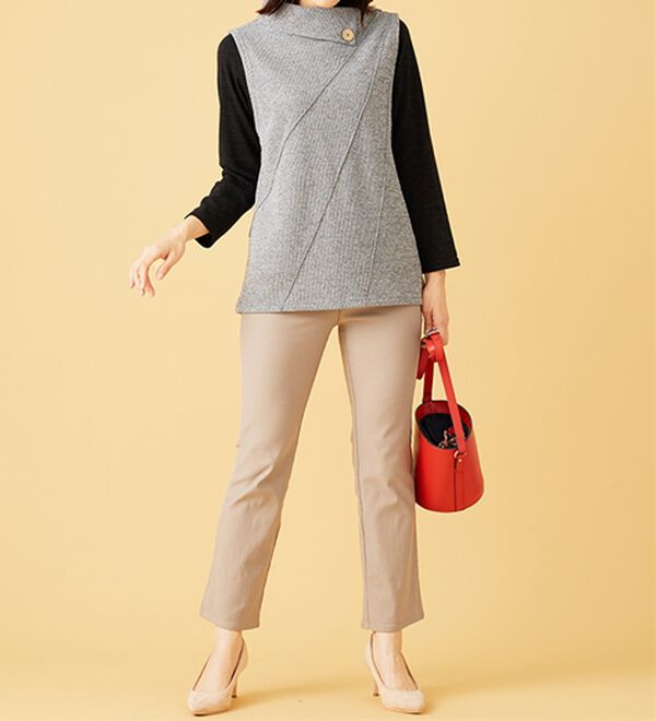 BELLUNA（ベルーナ）の「【2点セット】裏起毛素材衿デザインアンサンブル（アンサンブル）」｜詳細画像