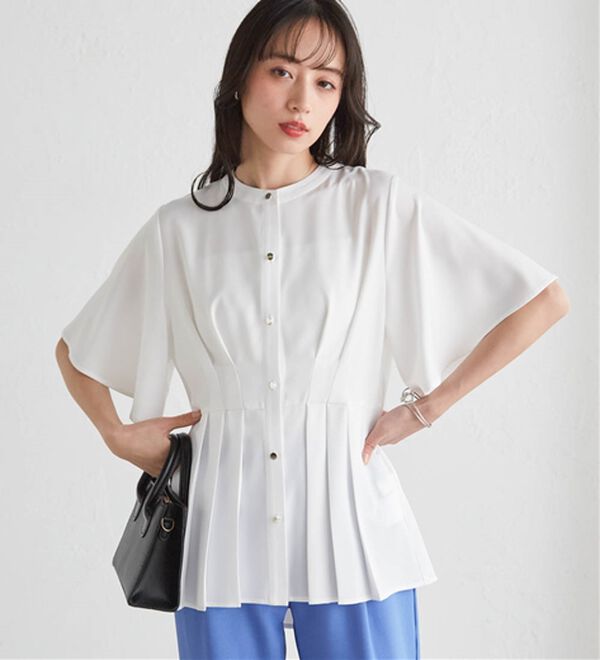 RANAN（ラナン）の「ウエストタックフレアブラウス（ブラウス）」｜ホワイト