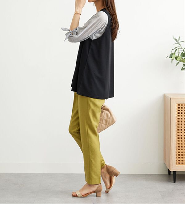 BELLUNA（ベルーナ）の「【2点セット】ストライプシャツ&times;ベストアンサンブル（アンサンブル）」｜詳細画像