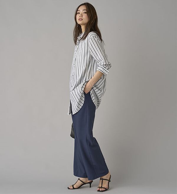 BELLUNA（ベルーナ）の「リネンタッチ美脚タックワイドパンツ（フルレングスパンツ）」｜詳細画像