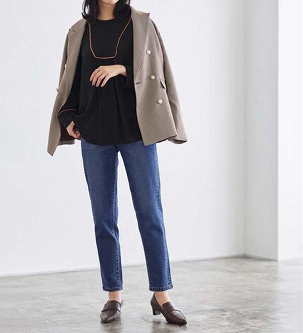 Pierrot（ピエロ）の「【Ｍ～３Ｌ】ストレッチスリムテーパードデニムパンツ（フルレングスパンツ）」｜詳細画像