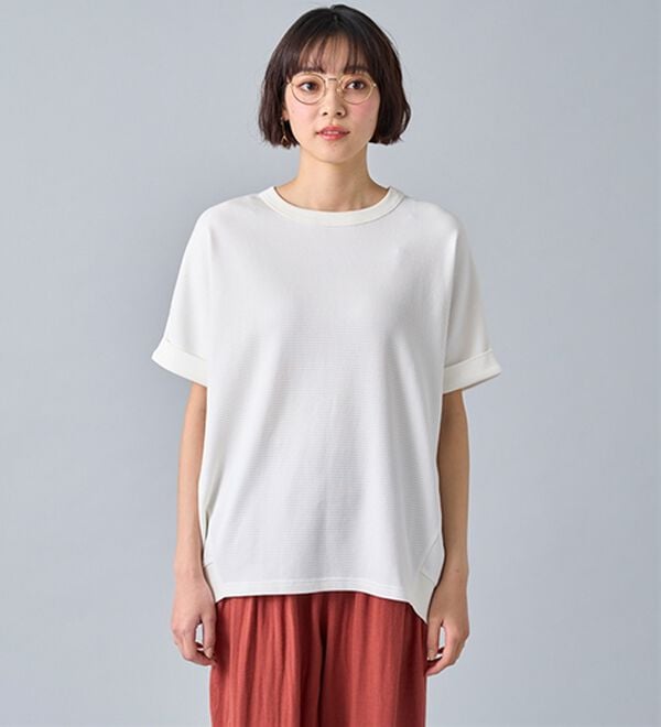 BELLUNA（ベルーナ）の「ヒンヤリ！ワッフル素材ゆったりプルオーバー（カットソー）」｜詳細画像