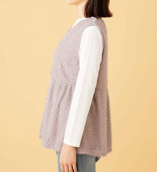 BELLUNA（ベルーナ）の「【2点セット】ラメシャギー素材ベストアンサンブル（アンサンブル）」｜詳細画像