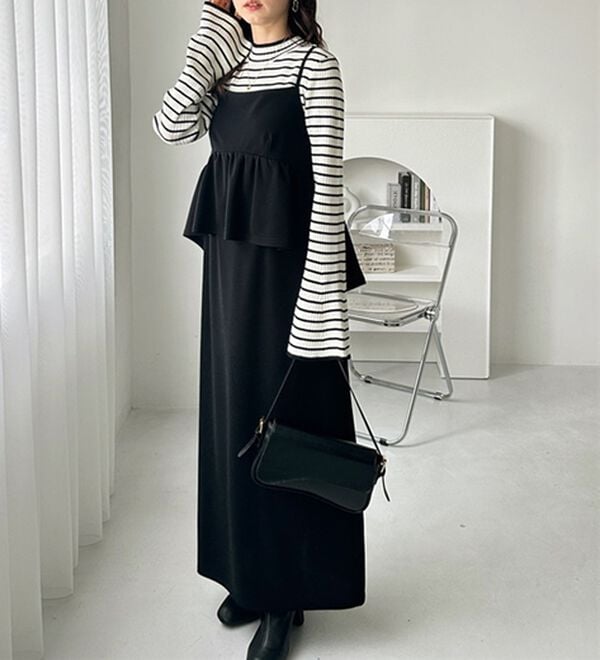 GeeRA（ジーラ）の「楽ちん！ペプラムキャミワンピース（カットソーワンピース）」｜詳細画像