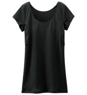 LAVIENNE（ラヴィエンヌ）の「＜さらりラボ＞脇汗ガード綿混２倍涼しいインナー（フレンチ）（肌着・インナーウェア）」｜ブラック