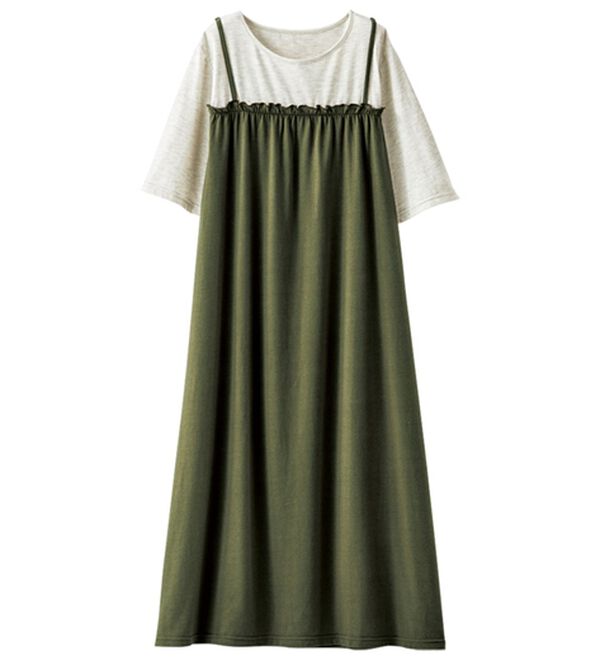 BELLUNA（ベルーナ）の「重ね着風ゆったり楽チンキャミワンピース（その他ワンピース）」｜詳細画像