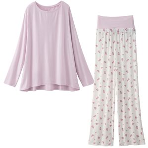 YU'NOW（ユナウ）の「【上下２点セット】ゆったりレーヨンブレンドハラマキパジャマ（パジャマ・ルームウェア）」｜ピンク