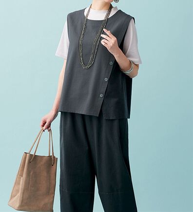 BELLUNA（ベルーナ）の「綿混配色切替ベストセットアップ（セットアップ）」