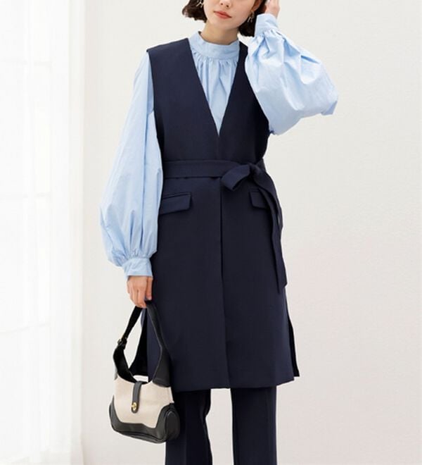 GeeRA（ジーラ）の「【２点セット】ロングジレセットアップスーツ（パンツスーツ）」｜詳細画像