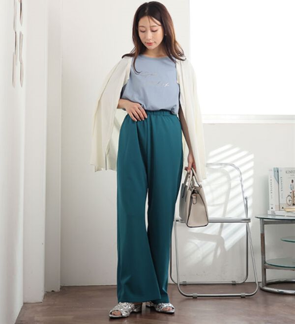 A HAPPY MARILYN（アハッピーマリリン）の「【Ｌ～８Ｌ】＜身長別に選べる２丈＞さらっと美脚ゆるカーブパンツ（ワイドパンツ・ガウチョ）」｜詳細画像