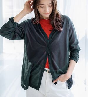 BELLUNA（ベルーナ）の「持ち運びに便利！ＵＶ対策シアーカーディガン（その他カーディガン）」｜ネイビー