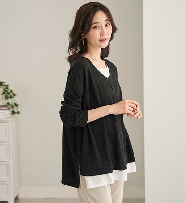 BELLUNA（ベルーナ）の「杢調素材レイヤード風チュニック（チュニック）」｜詳細画像