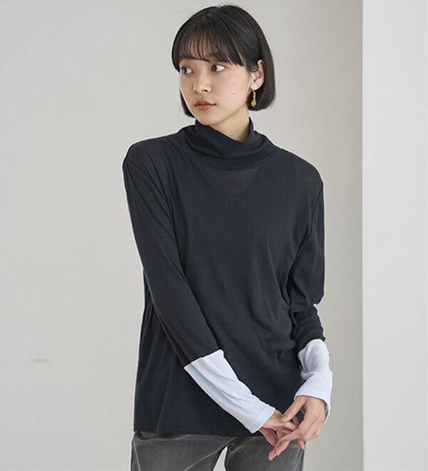 BELLUNA（ベルーナ）の「綿１００％配色シアープルオーバー（カットソー）」｜詳細画像