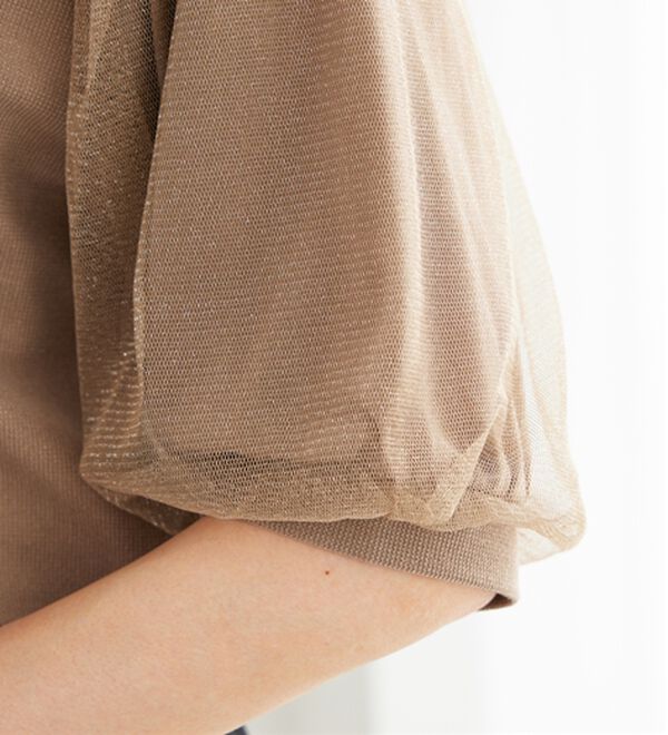 BELLUNA（ベルーナ）の「ラメチュール袖切替デザインプルオーバー（カットソー）」｜詳細画像