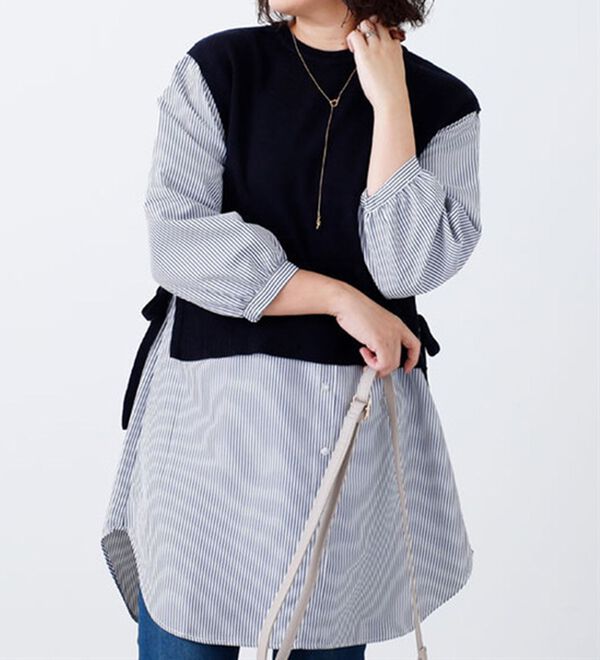 BELLUNA（ベルーナ）の「サイドリボンレイヤード風ワンピース（その他ワンピース）」｜詳細画像