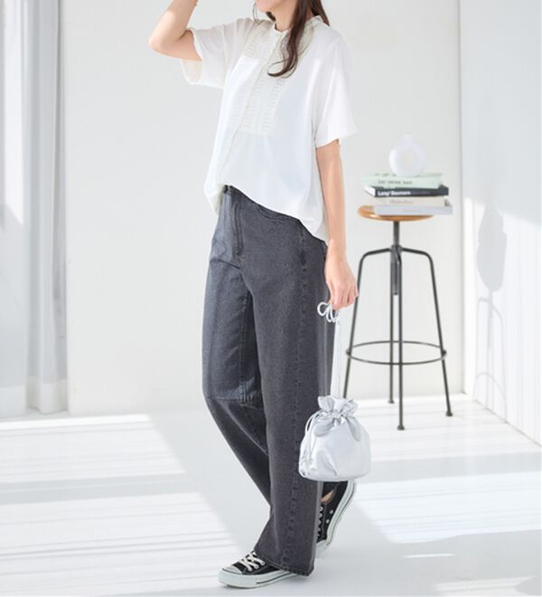 Viola e Viola（ヴィオラ エ ヴィオラ）の「【接触冷感】ヨークレースブラウス（ブラウス）」｜詳細画像