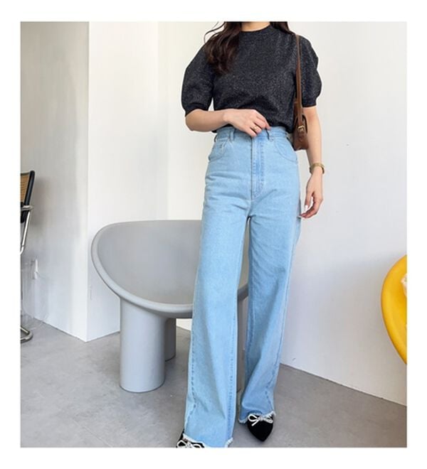 GeeRA（ジーラ）の「オリジナルパッチハイウエストデニム（ワイドパンツ・ガウチョ）」｜詳細画像