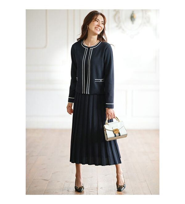 BELLUNA（ベルーナ）の「配色使いニットジャケットワンピースアンサンブル（アンサンブル）」｜詳細画像