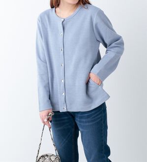BELLUNA（ベルーナ）の「ポケットデザイン裏ボーダーカーディガン（その他カーディガン）」｜サックス