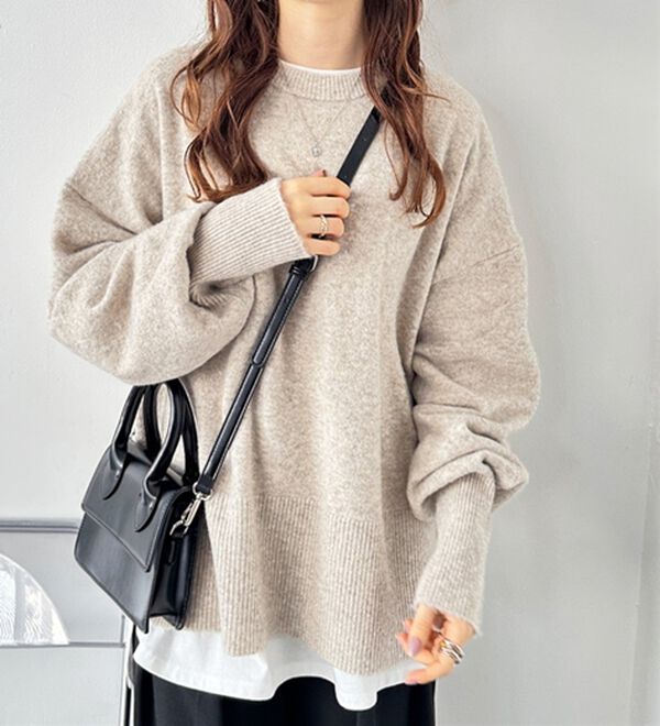 GeeRA（ジーラ）の「ゆるっと柔らか！袖ボリュームメランジニット（ニット・セーター）」｜詳細画像