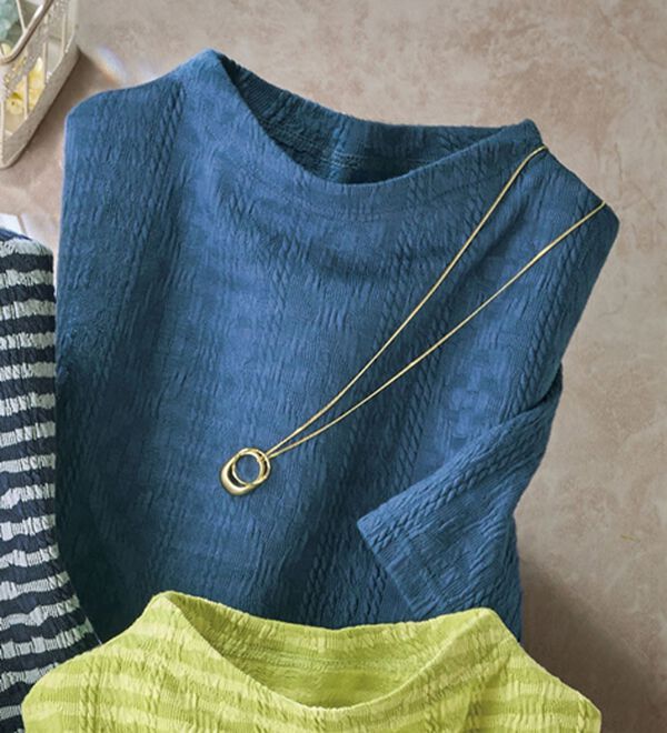 ルフラン（ルフラン）の「涼やかジャカード柄プルオーバー（カットソー）」｜ブルー