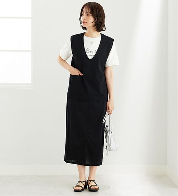 BELLUNA（ベルーナ）の「機能付ジョーゼット素材ベストセットアップ（セットアップ）」｜詳細画像