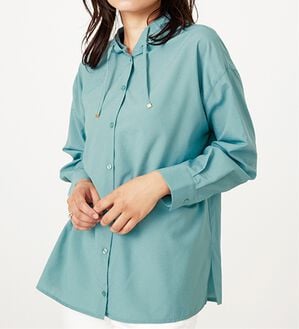 BELLUNA（ベルーナ）の「シアー素材フードデザインシャツ（シャツ）」｜セージ
