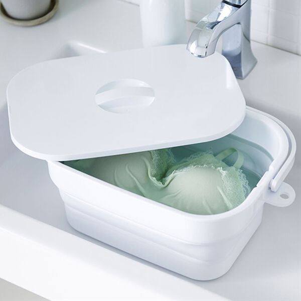 「折りたためるつけ置き洗いバケツセット（ランドリーラック・収納）」｜ホワイト