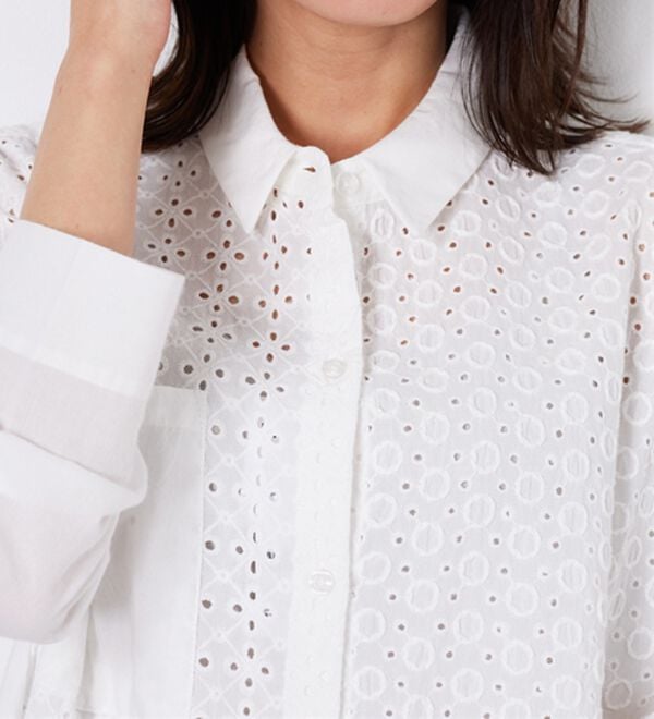 BELLUNA（ベルーナ）の「【Ｌａｇｒｉｌｕａ】ヴィンテージレース切替シアーロングシャツ（シャツワンピース）」｜詳細画像