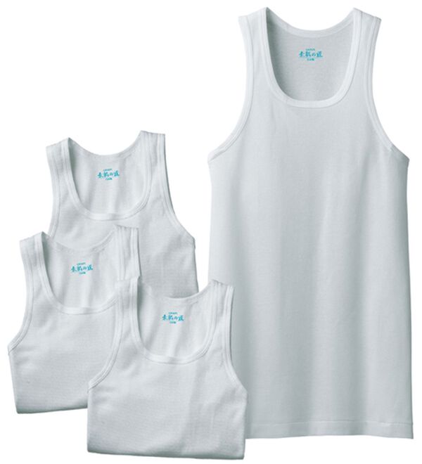 「【４枚組】＜ＧＵＮＺＥ&times;ベルーナ＞素肌の匠（Ｒ）綿１００％風通る冷感インナー（メンズ肌着・インナーウェア）」｜ライトグレー4枚組 ランニング